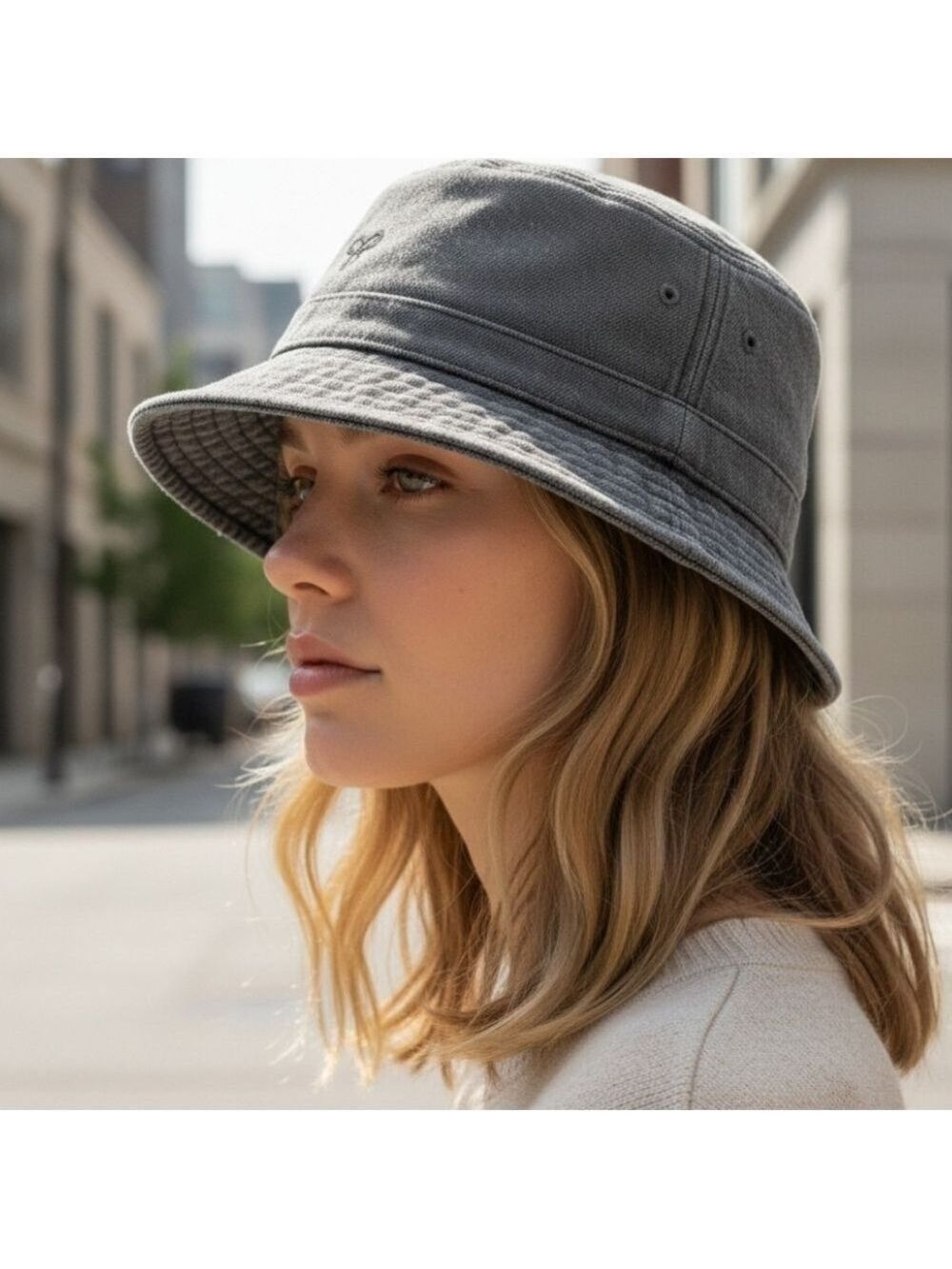 Tna Aritzia Grey Denim Bucket Hat - Size M/L Cottagecore Festival Sun Hat